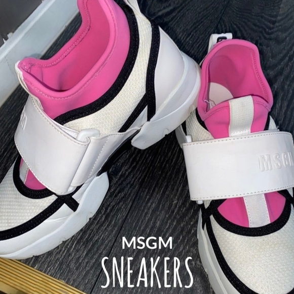 *NWOT* MSGM | Iconic Velcro Sneakerd | White and Pink | Women's 7.5 - Picture 1 of 8